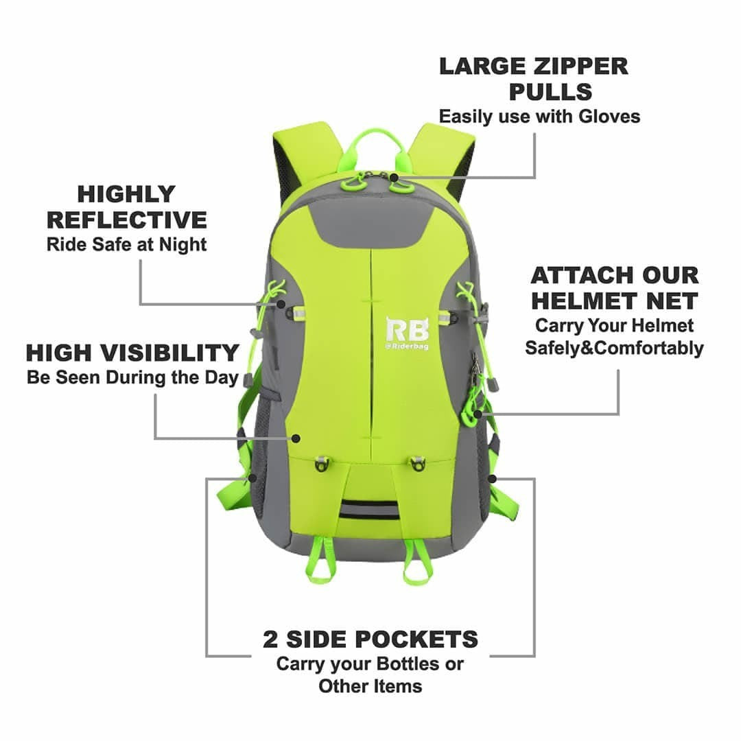 High Visibility Reflective Motorcycle Backpack 35L Riderbag Reflektor35