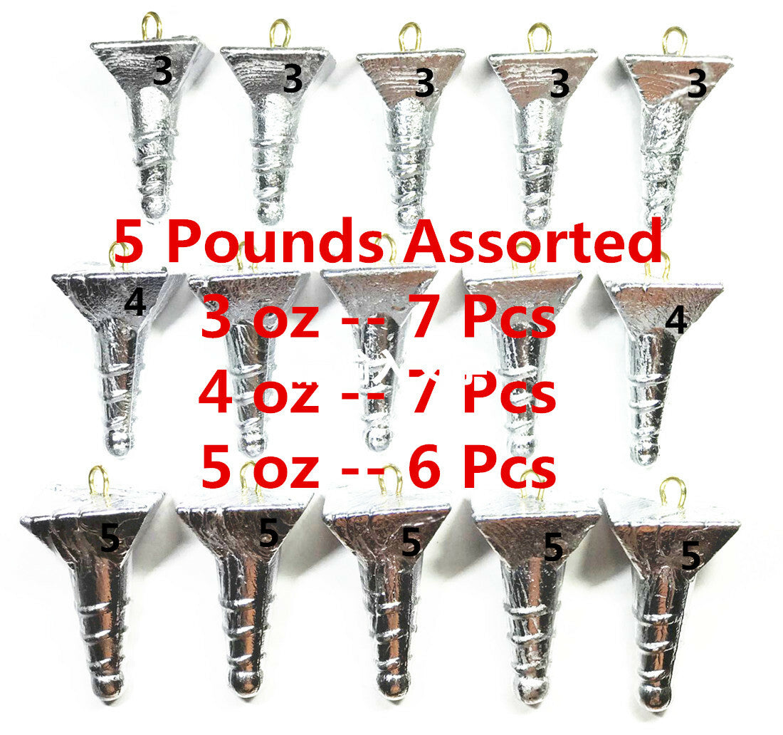 Fishing Sinkers Pyramid Sinkers Assorted Weights 5 LB for Surf Fishing