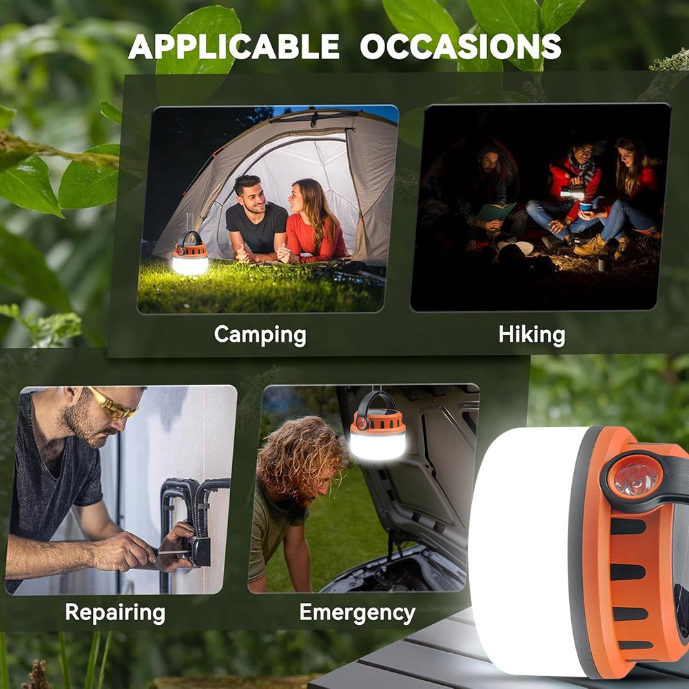 Rechargeable LED Camping Lantern with Solar Power, Waterproof & 4 Lighting Modes