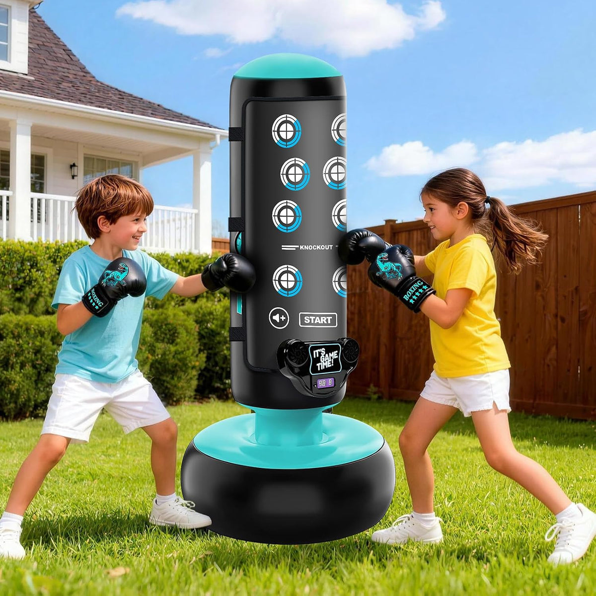 Kids Inflatable Punching Bag with Boxing Gloves - 66 Inch Boxing Toy