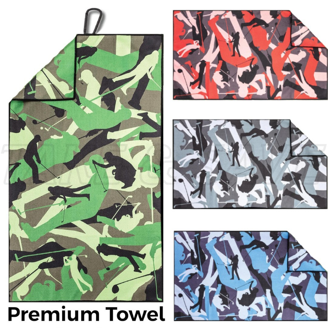 Golf Towel with Clip - Microfiber 34x20 Inch Camouflage Golf Towels