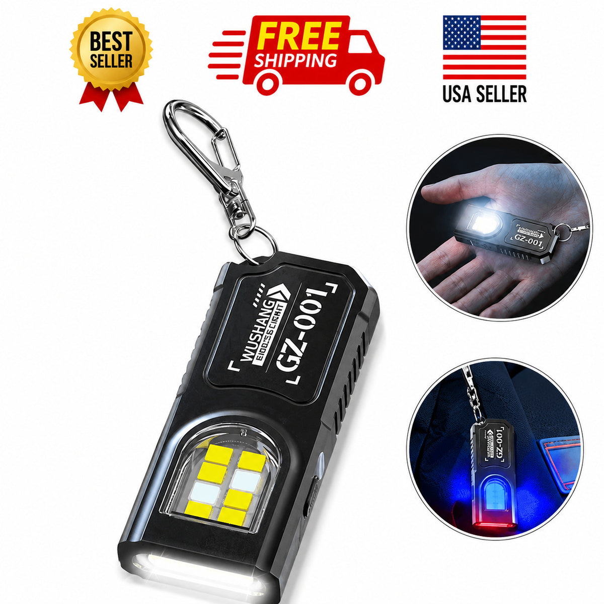 Mini LED Keychain Flashlight USB Rechargeable Waterproof Emergency Torch