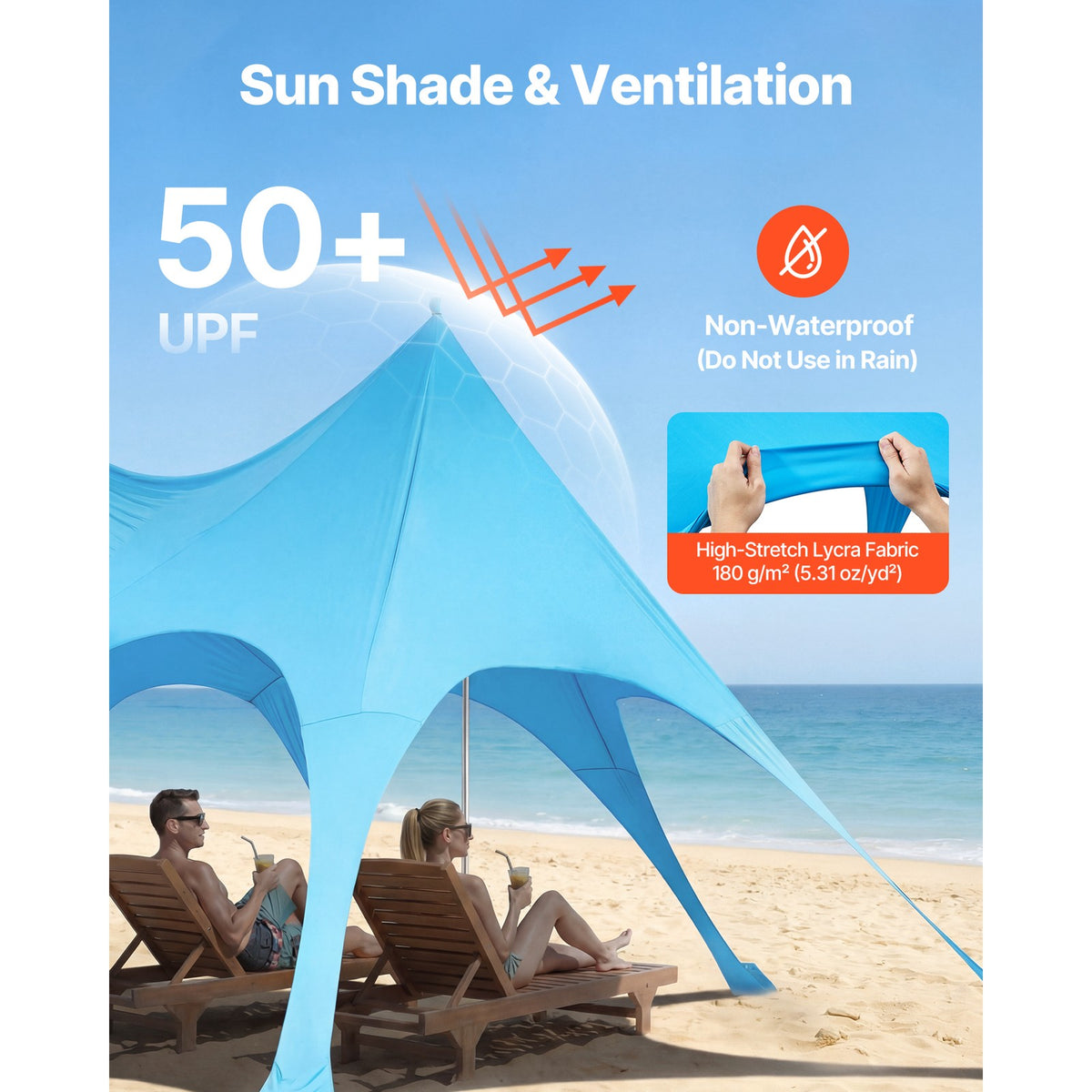 Portable Beach Tent Sun Shade Canopy 20x13 ft UPF50+ Outdoor Shelter