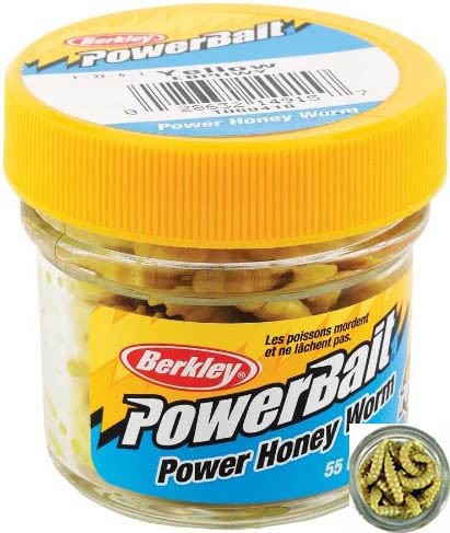 Fishing Bait Soft Plastic Worms - PowerBait Honey Worms 1 Inch, 55 Per Jar