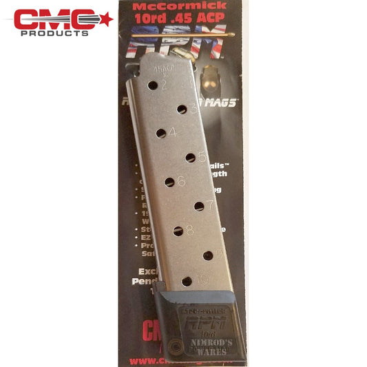 Chip McCormick 1911 Railed Power Mag .45ACP 10-Round Stainless Magazine