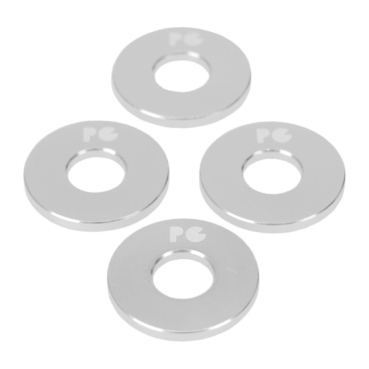 BMX Bicycle Axle Washers Set of 4 - Aluminum 3/8" Axle Spacers Silver