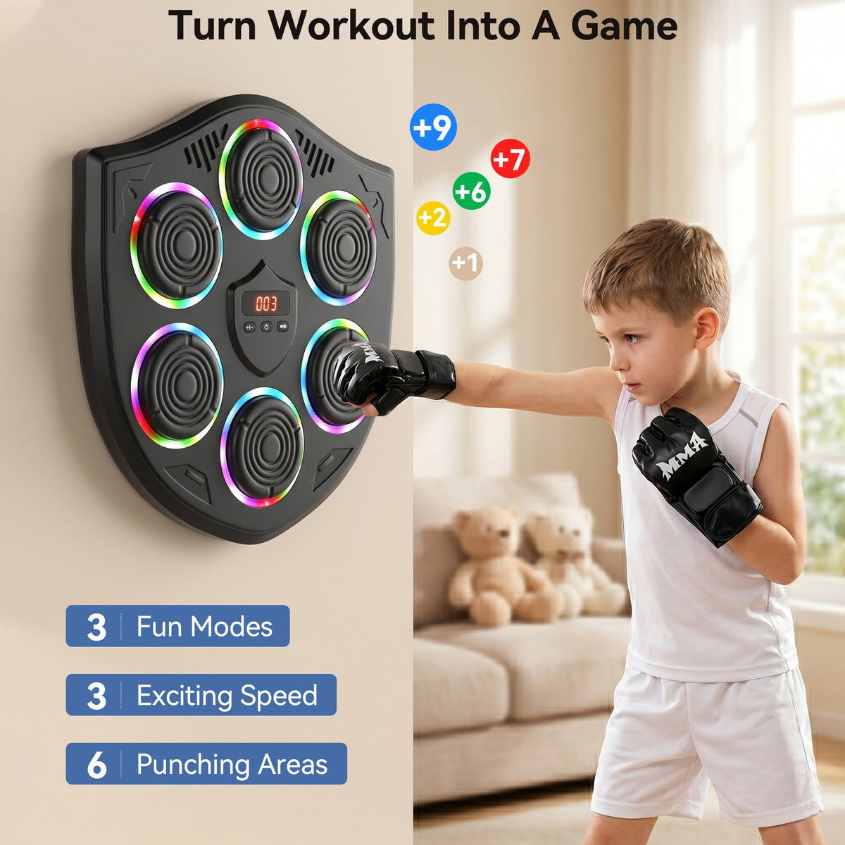 Bluetooth Music Boxing Machine for Kids & Adults Wall-Mounted Workout Trainer