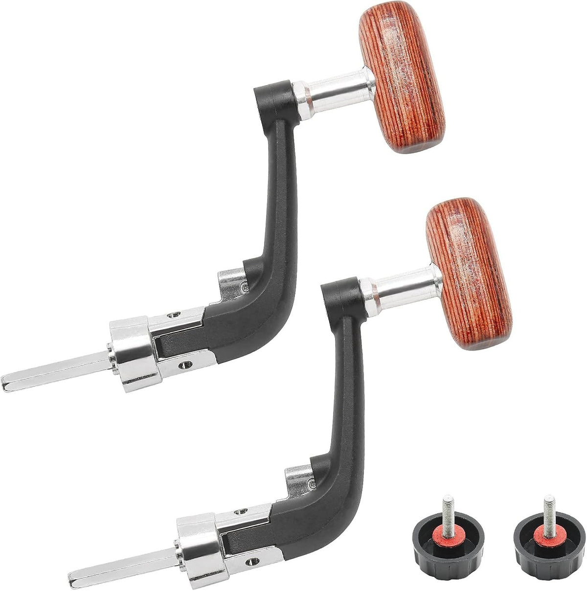 Adjustable Fishing Reel Handle Set of 2 with Anti-Slip Wooden Grip