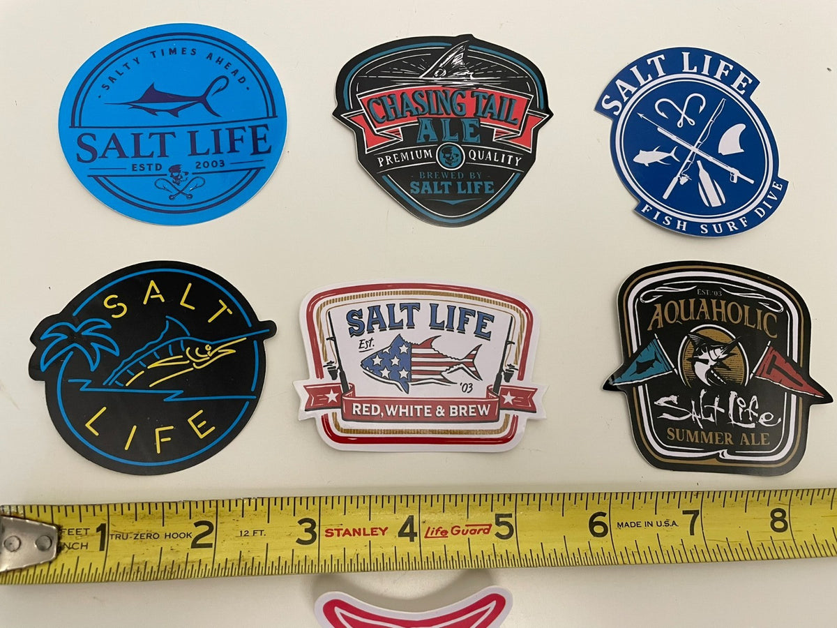 Set of 7 Salt Life Ocean-Themed Vinyl Decals for Vehicles and Boats
