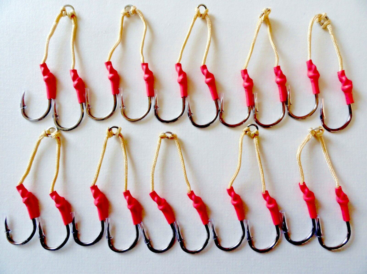 Assist Hooks 4/0 Black Nickel Fishing Hooks for Knife Vertical Speed Jigs - 10 Pairs, 5 Packs