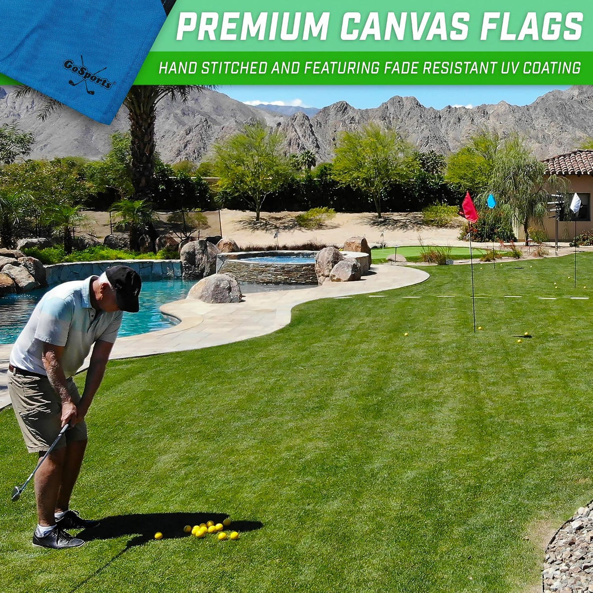 Portable Backyard Golf Flags 3 Pack - Foldable Practice Flagsticks for Golf Training