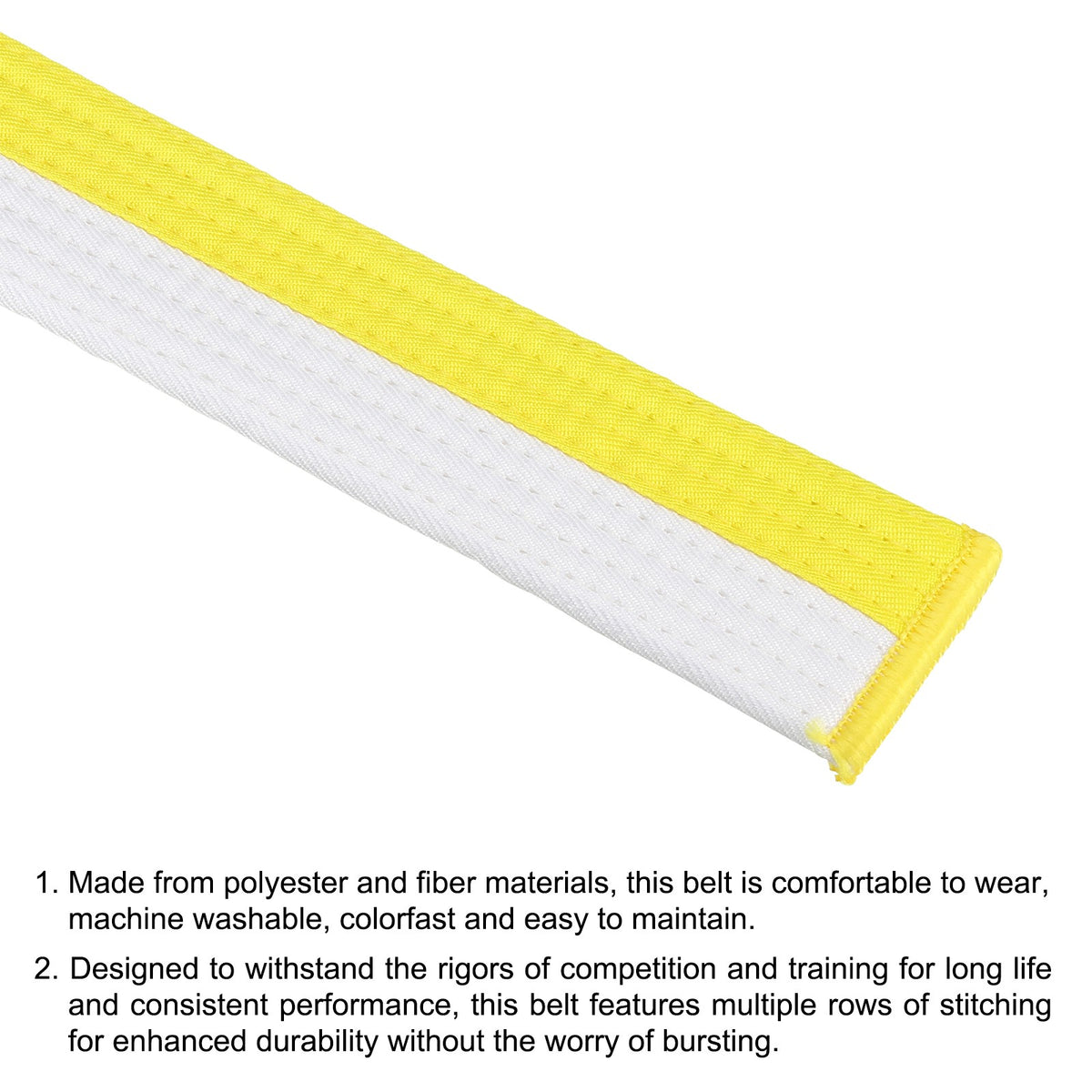 Colored Taekwondo Belt 8.5ft Polyester Martial Arts Ranking Belt White-Yellow