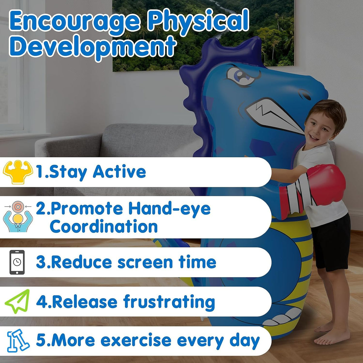 Kids Inflatable Punching Bag - Unicorn & Dinosaur Bop Bag Toys for Active Play
