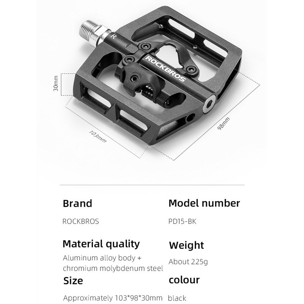 Bike Pedals SPD Lock Non-Slip MTB 2-in-1 Dual Function Pedals
