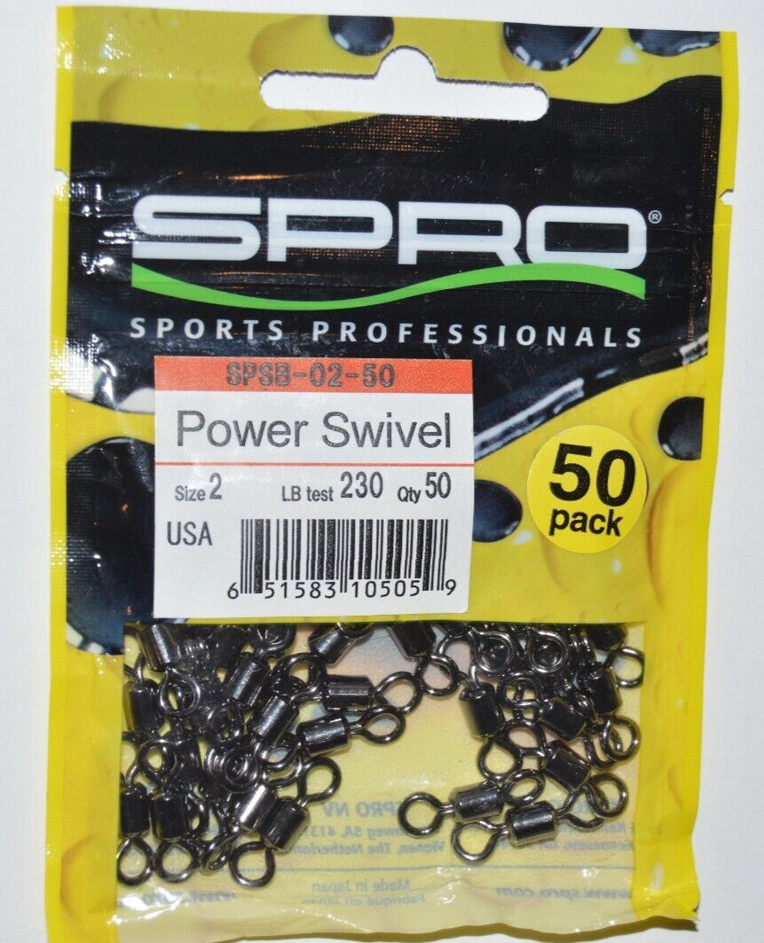 SPRO Power Swivels Size 2 230lb Test Pack of 50 Heavy-Duty Fishing Swivels