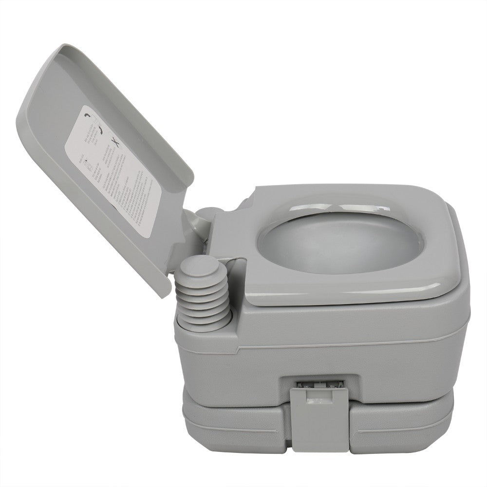 10L Portable Camping Toilet with Flush System Gray - Travel & Hiking Potty