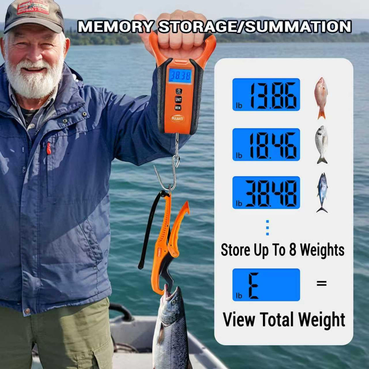Waterproof Floating Digital Fish Scale 110Lb with Lip Gripper & Carry Case