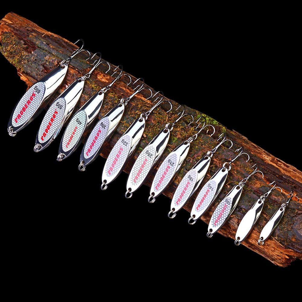 Fishing Spoons Lures Set 10PCS - Assorted Sizes & Silver Finish