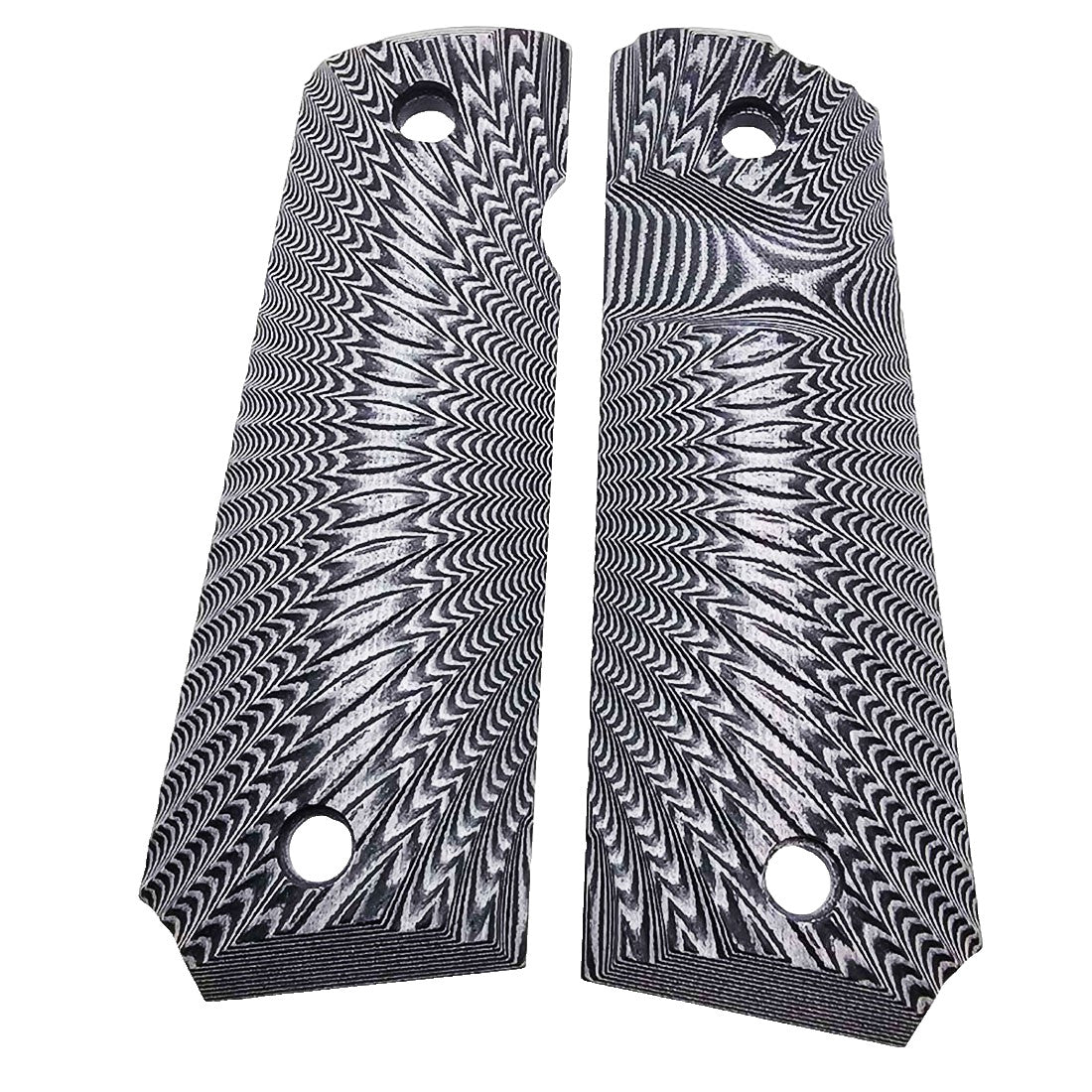 1911 G10 Full Size Black Gray Sunburst Tactical Pistol Grips - Ambidextrous