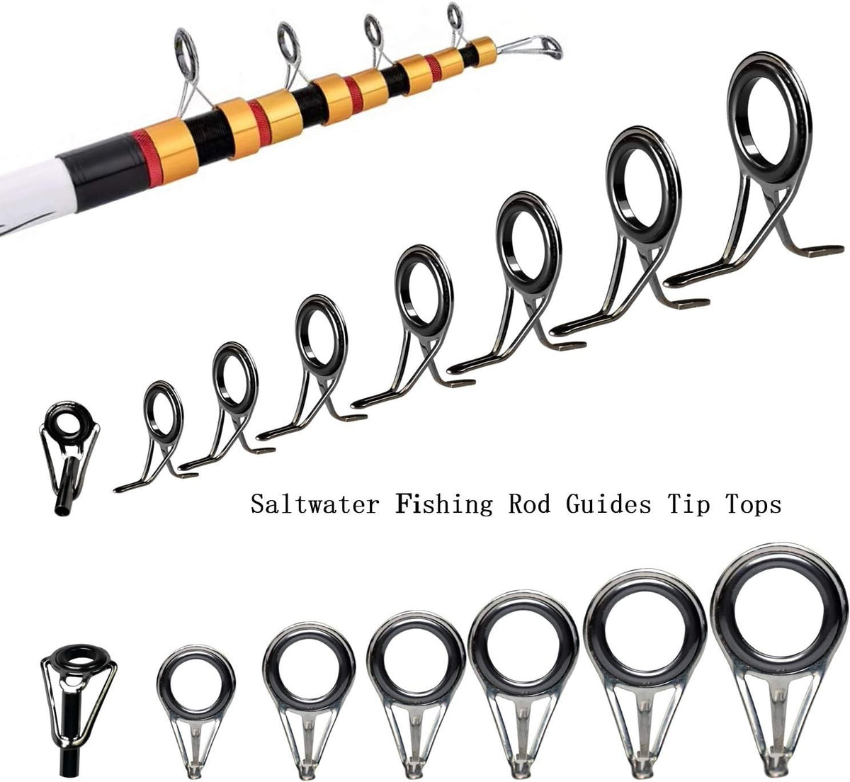 Fishing Rod Tip Repair Kit Stainless Steel Ceramic Ring 6pcs
