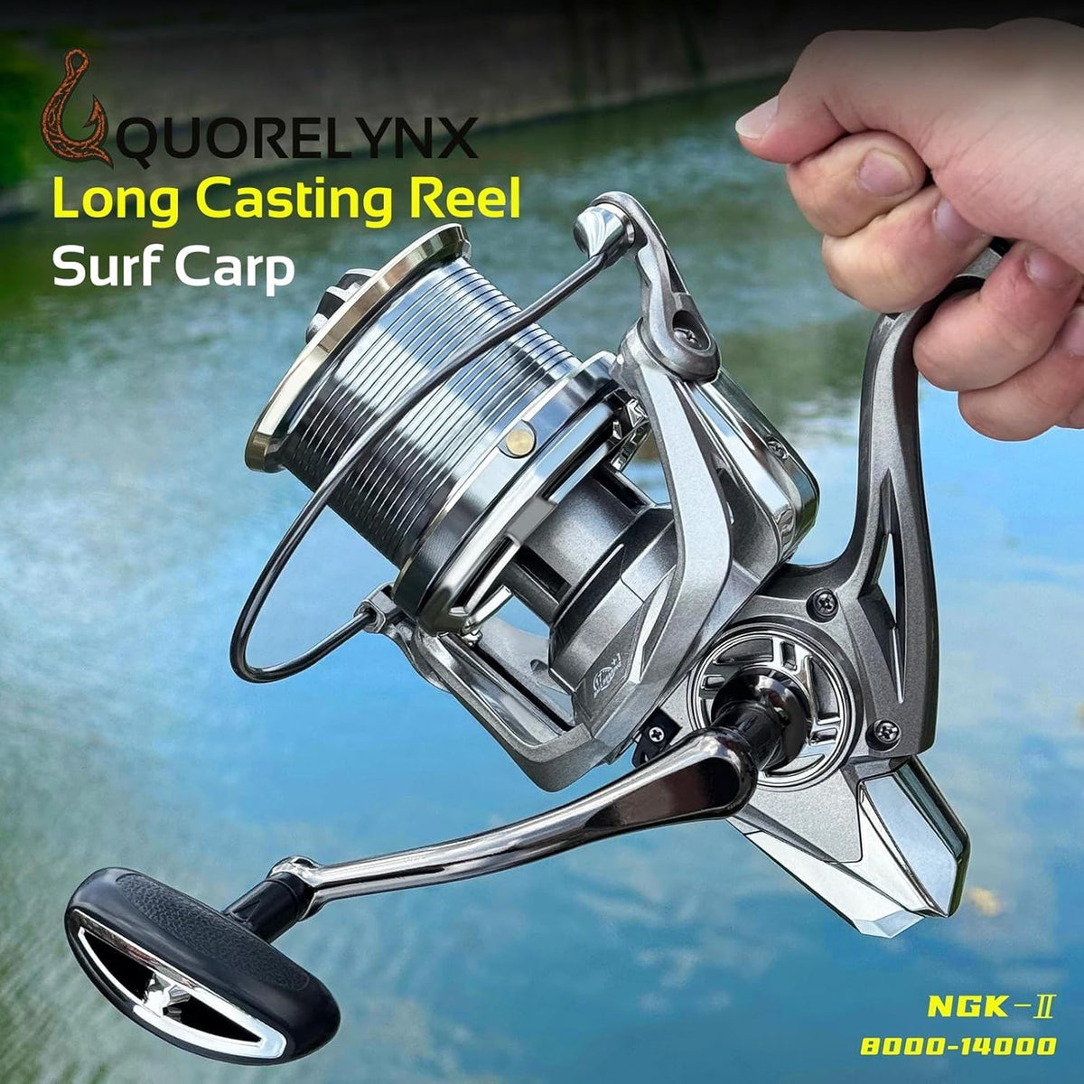 14000 Heavy Duty Saltwater Spinning Reel 6+1BB 55lb Drag Open Face Surf Reel