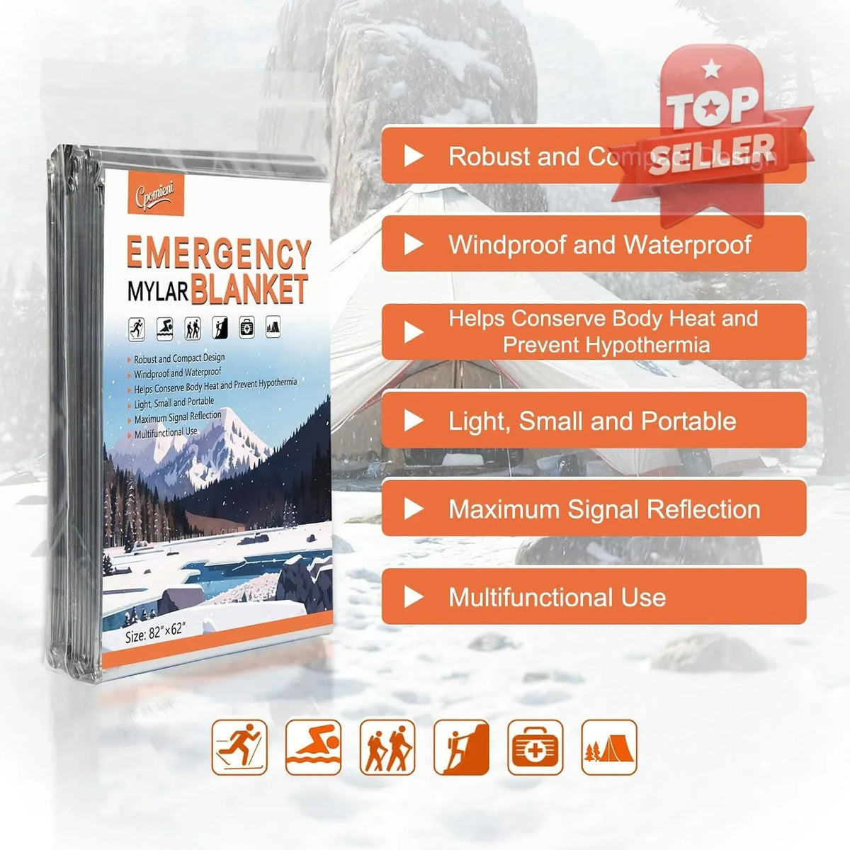 Emergency Mylar Thermal Blankets 4-Pack - Insulation & Survival Gear