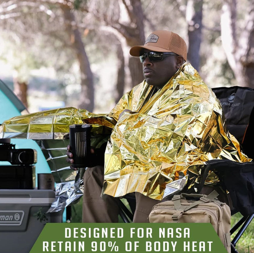 4 Pack Emergency Thermal Space Blankets - Reflective Mylar Survival Gear