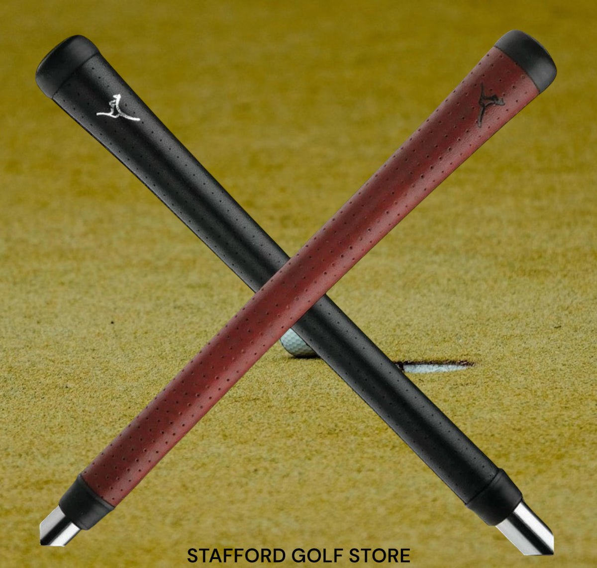 Leather Golf Club Grips - Standard & Midsize, Black & Red, Durable & Comfortable