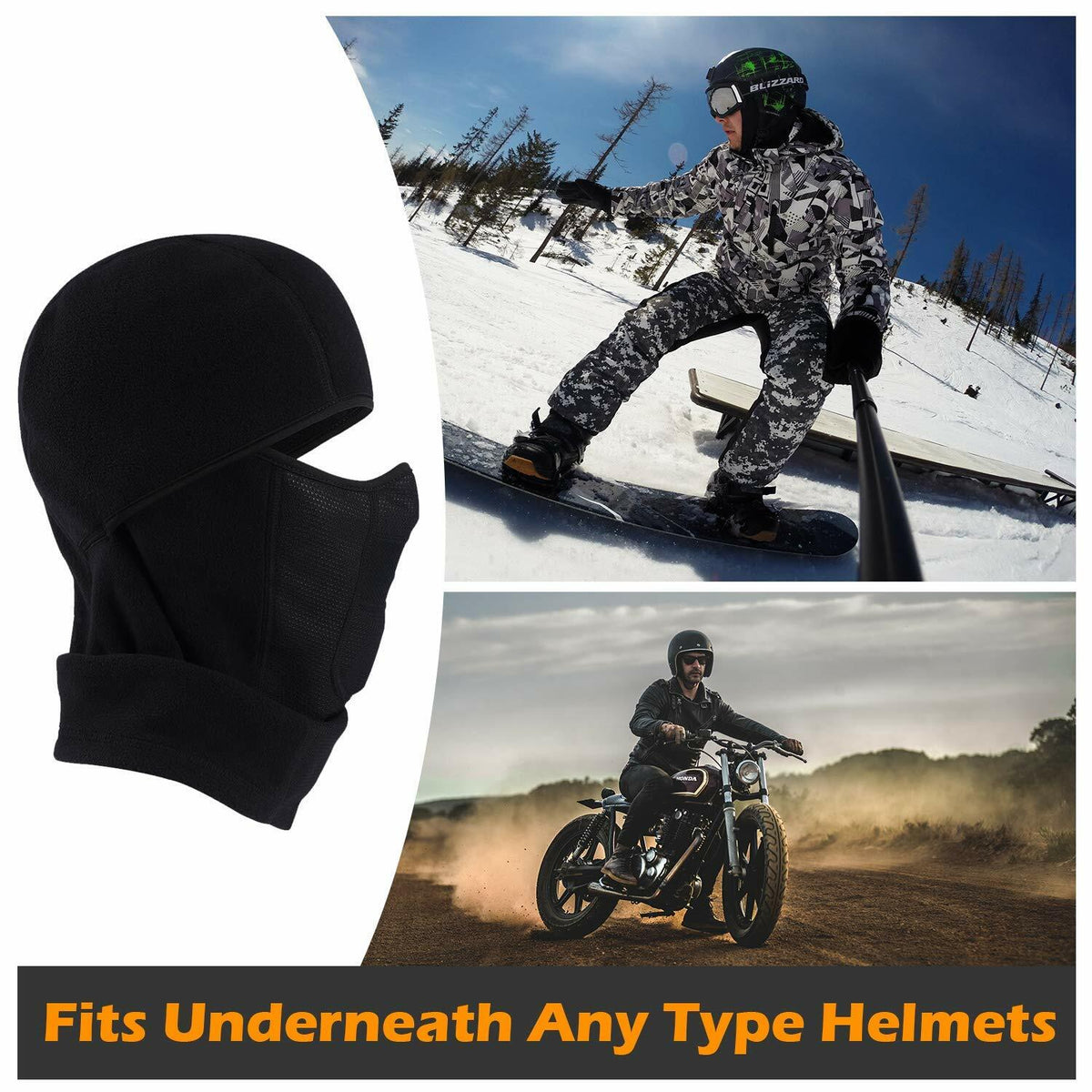 Winter Motorcycle Balaclava Face Cover Windproof Fleece Mask