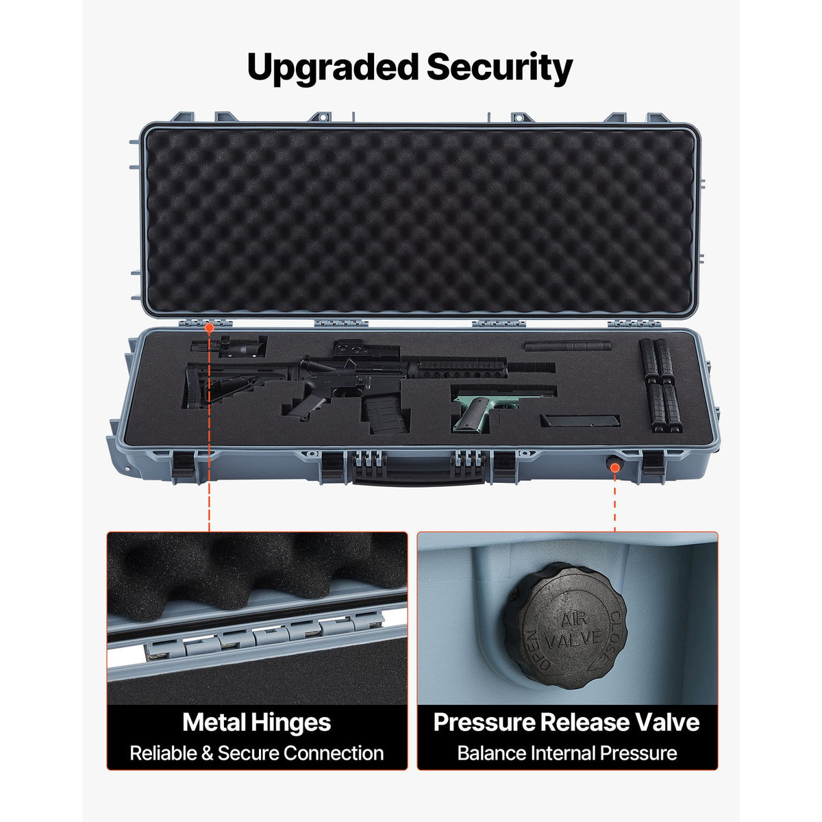 42-Inch Waterproof Hard Rifle Case - Dustproof Gun Storage with Lockable Handles