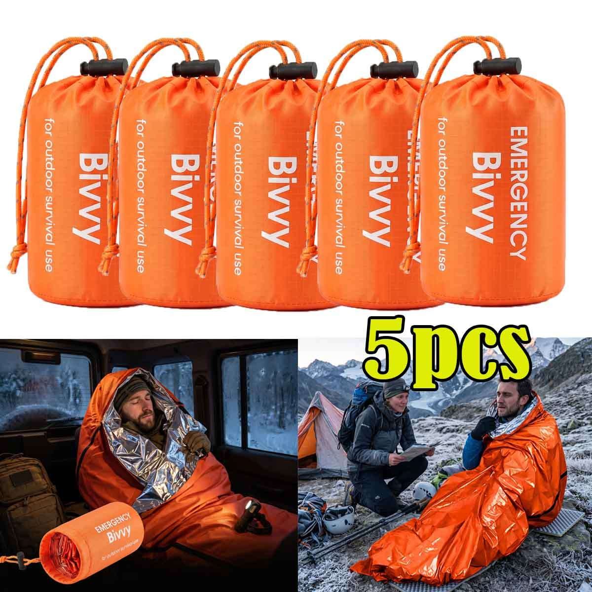 5 Pack Emergency Sleeping Bags Waterproof Thermal Survival Outdoor Camping