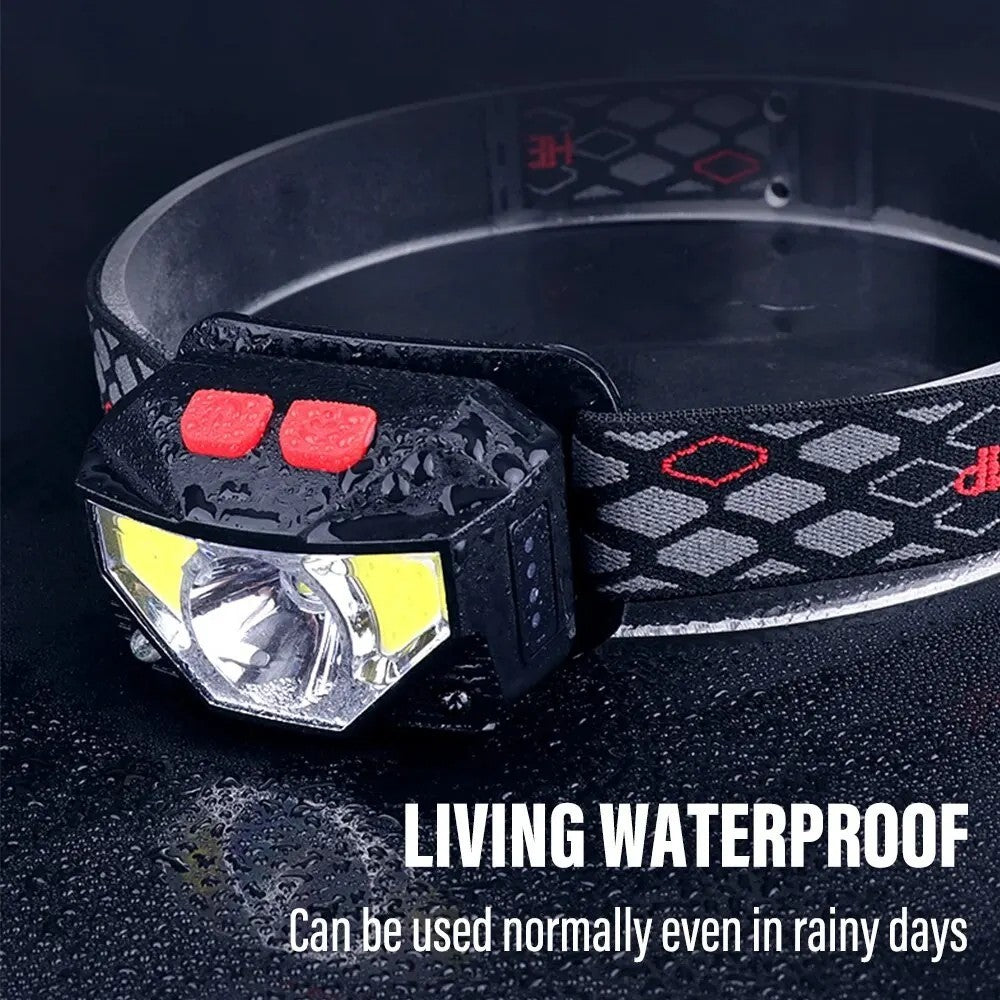 Rechargeable LED Headlamp with Red White Light Modes Waterproof Camping Light