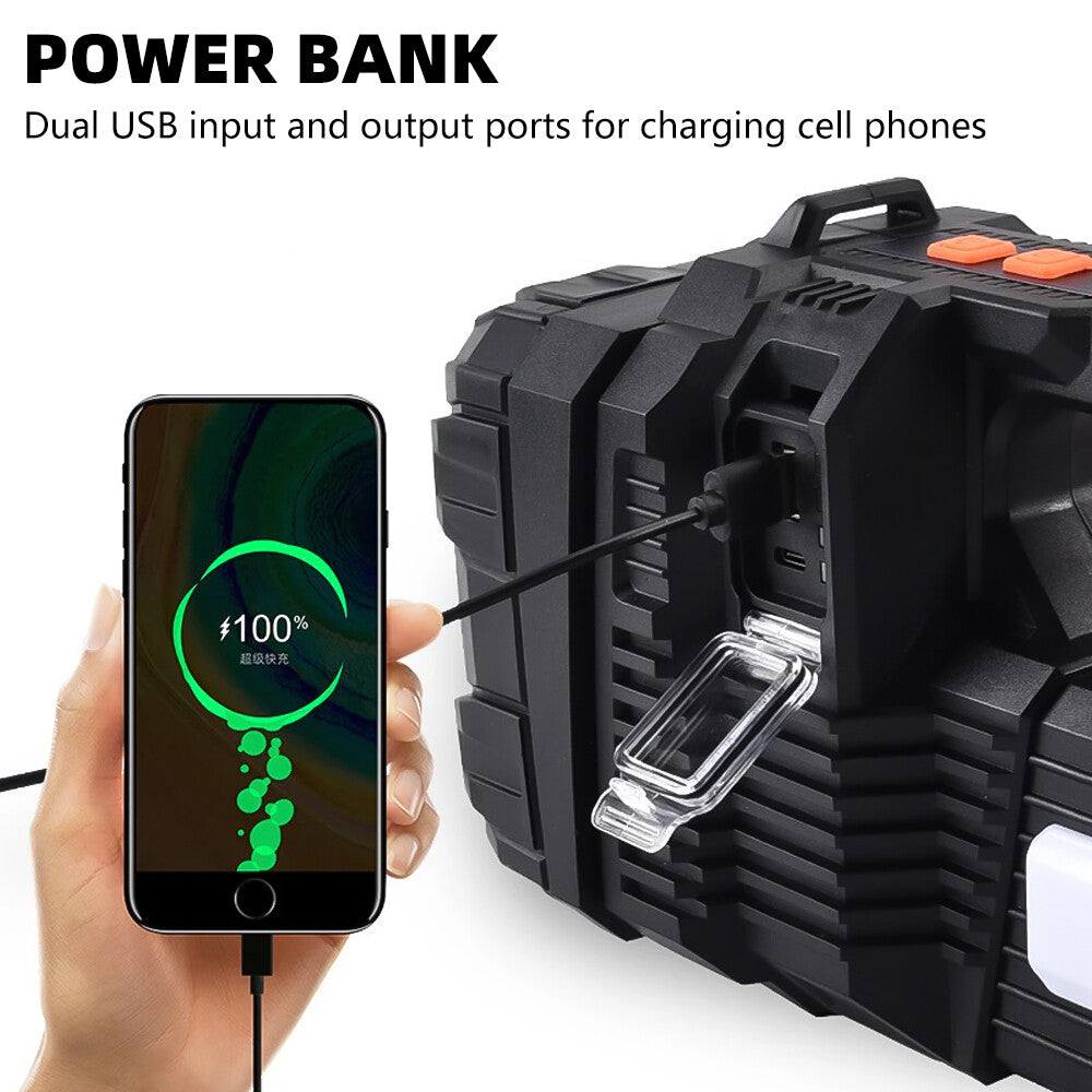 Super Bright 10 Million Lumens Rechargeable Handheld Spotlight with Solar & Power Bank