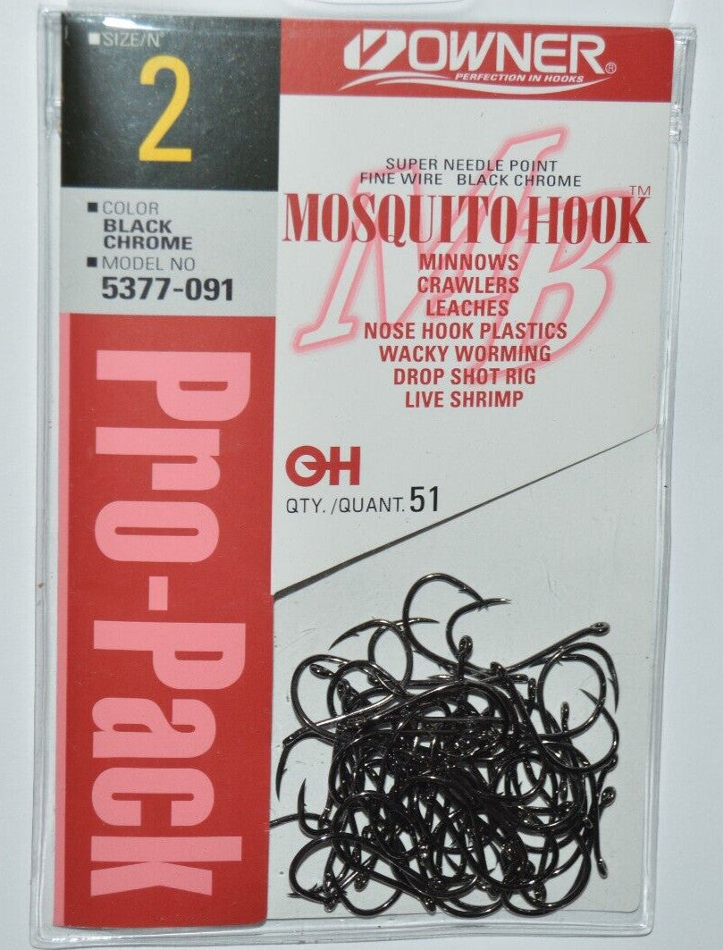 Owner Drop Shot Wacky Minnow Mosquito Nose Hook - Size 2 Pro Pack