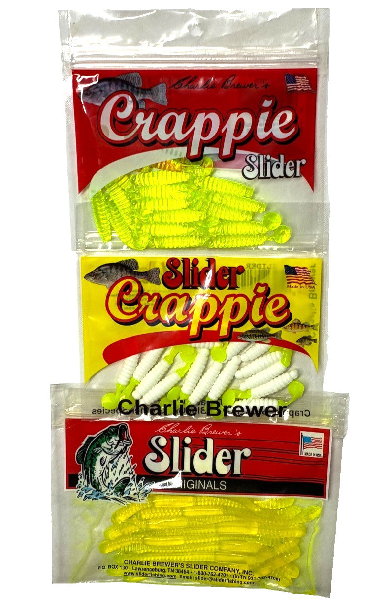 Fishing Bait Set - Charlie Brewer Slider Worms and Grubs, 40 Total