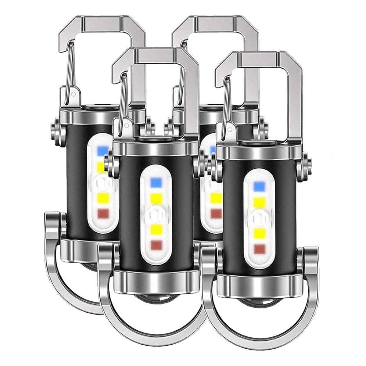 Rechargeable LED Keychain Flashlight 4 Pack - Super Bright Compact Portable