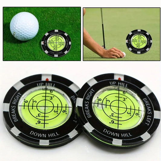 Golf Green Reading Tool with Ball Marker - Putting Aid & Bubble Level