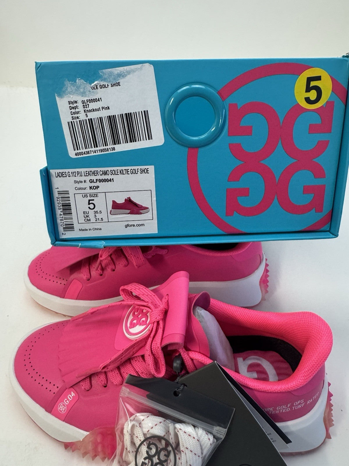 G/FORE Ladies Leather Camo Golf Shoes Size 5 Pink Waterproof Kiltie