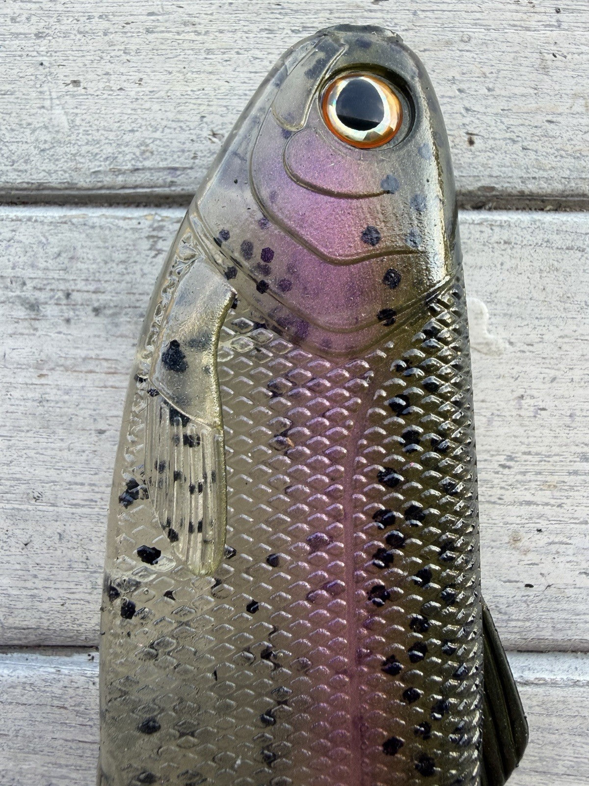 8-Inch Weedless Swimbait with Wedge Tail for Freshwater Fishing - Clear Pepper Stock Trout