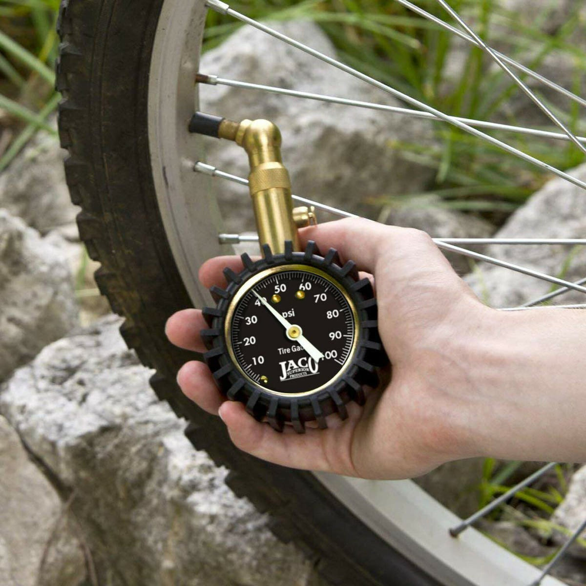Analog Tire Pressure Gauge 0-100 PSI with Glow Dial & Built-in Bleeder Valve