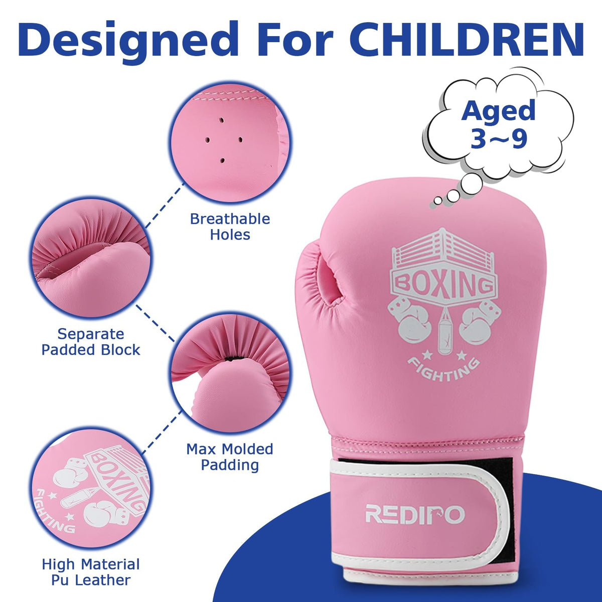 Kids Boxing Gloves - Foam Padding, Adjustable Wrist, Sparring & Training Gear