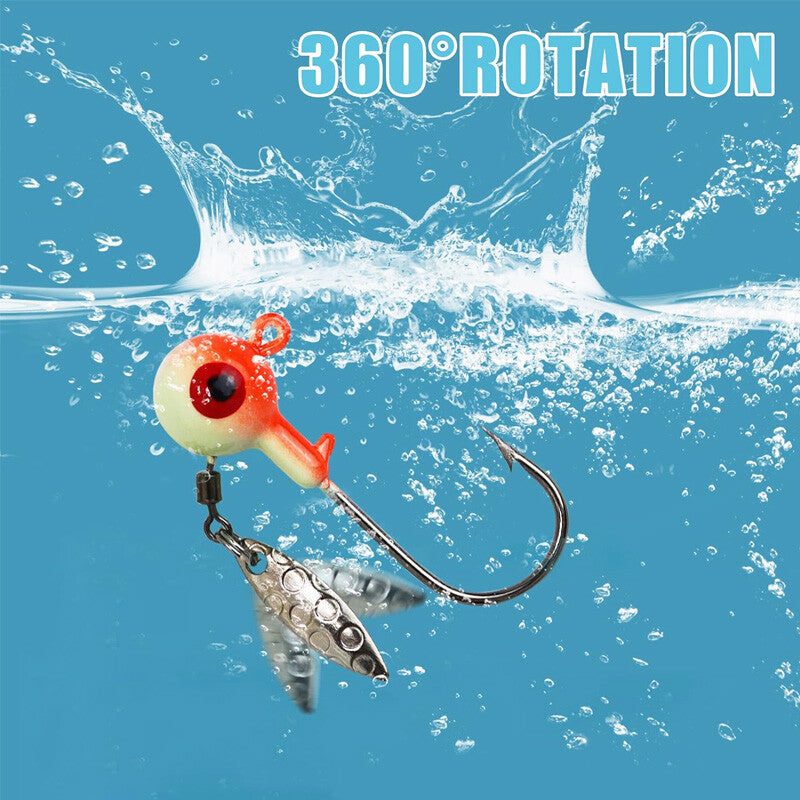 Fishing Jig Heads with Willow Blade - 20pcs Lead Hooks for Bass Crappie