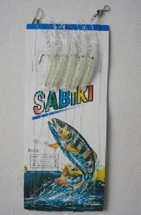 Glow in Dark Shrimp Fishing Rigs Set with 5 Hooks - Size 16