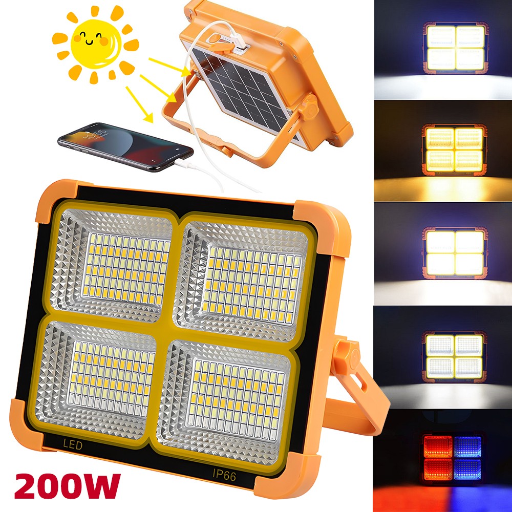 Rechargeable LED Camping Flood Light with Solar & USB Power Bank