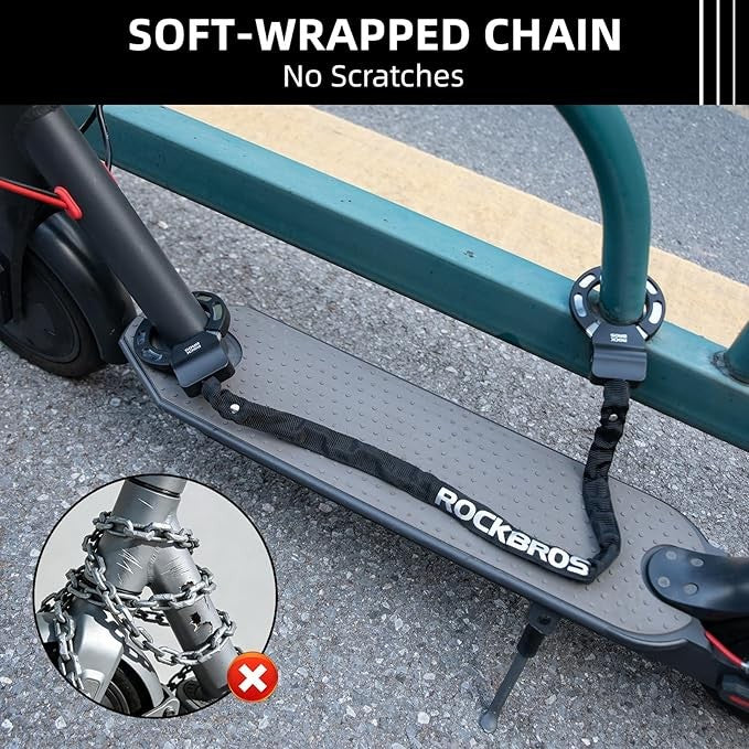 Bike Chain Lock 23.4 Inch Anti-Theft Security Lock with Key for Scooter and Bicycle