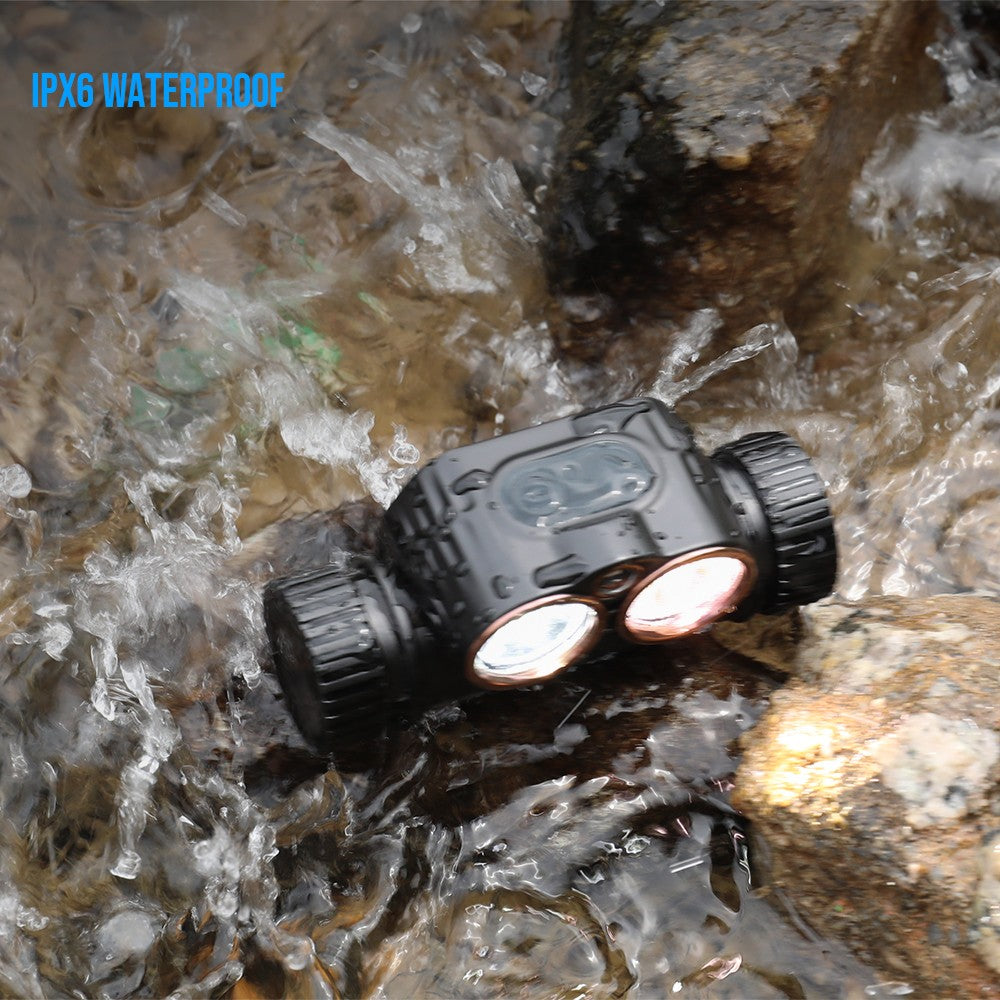 Rechargeable LED Headlamp 2000 Lumens with Floodlight and Red Light