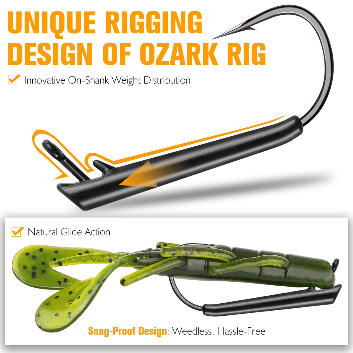 12PCS Weedless Texas Rig Fishing Hooks - 1/4 oz for Bass & Trout