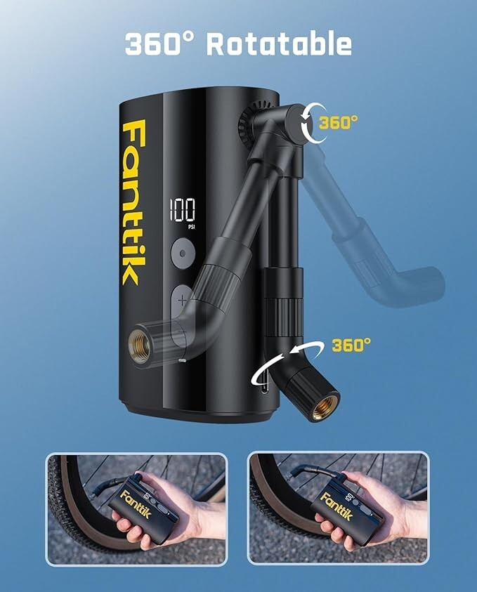 Portable Bike Tire Pump with Gauge - Fast Inflator for Cycling