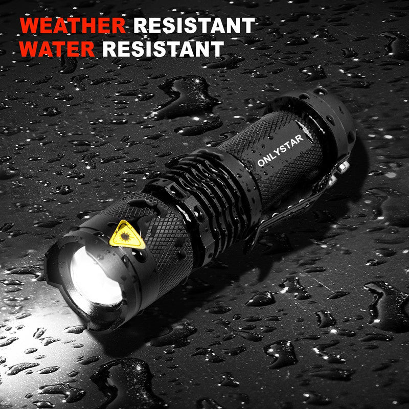 Mini Tactical Flashlight Pack - Focus Adjustable, 300 Lumens, Water-Resistant