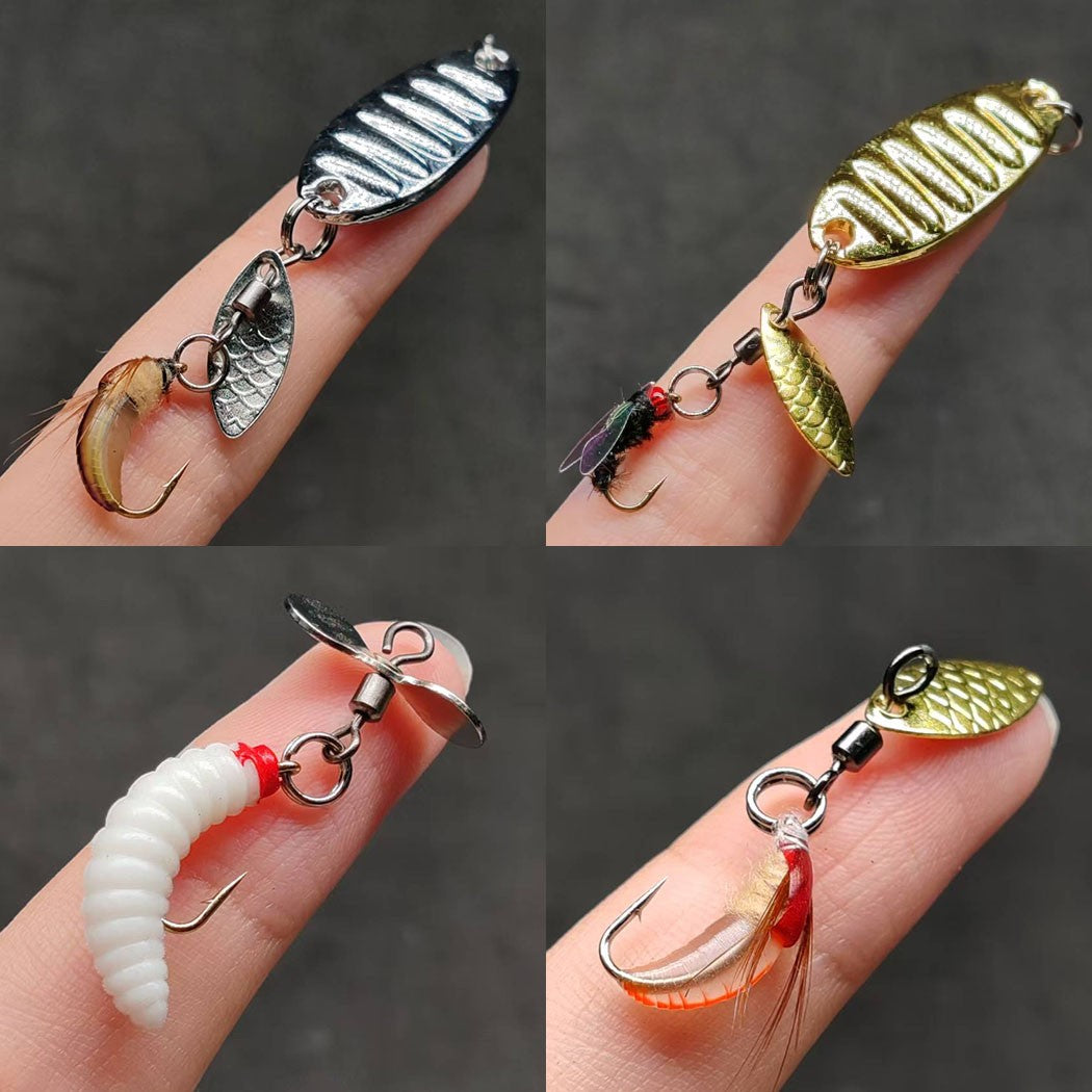 Fly Fishing Flies Kit - 42 Pieces Rotating Sequin Wet Dry Trout Flies Bundle